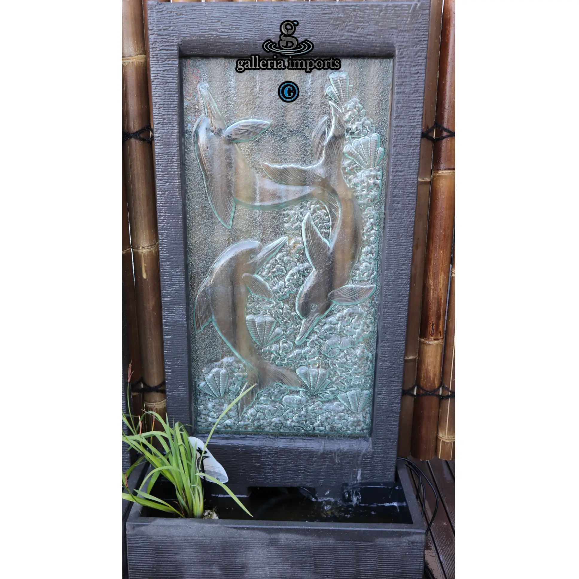 3 Dolphin Glass Wall Fountain