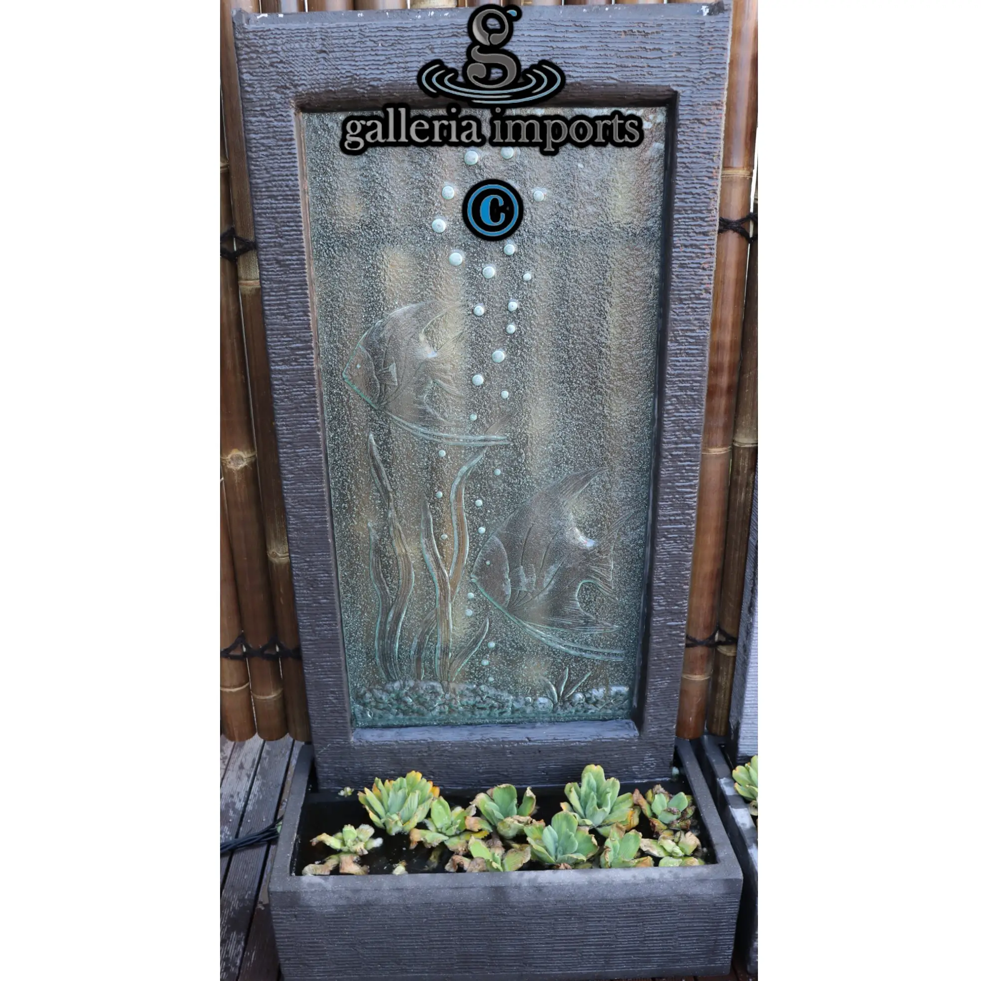 Angel Fish Glass Wall Fountain