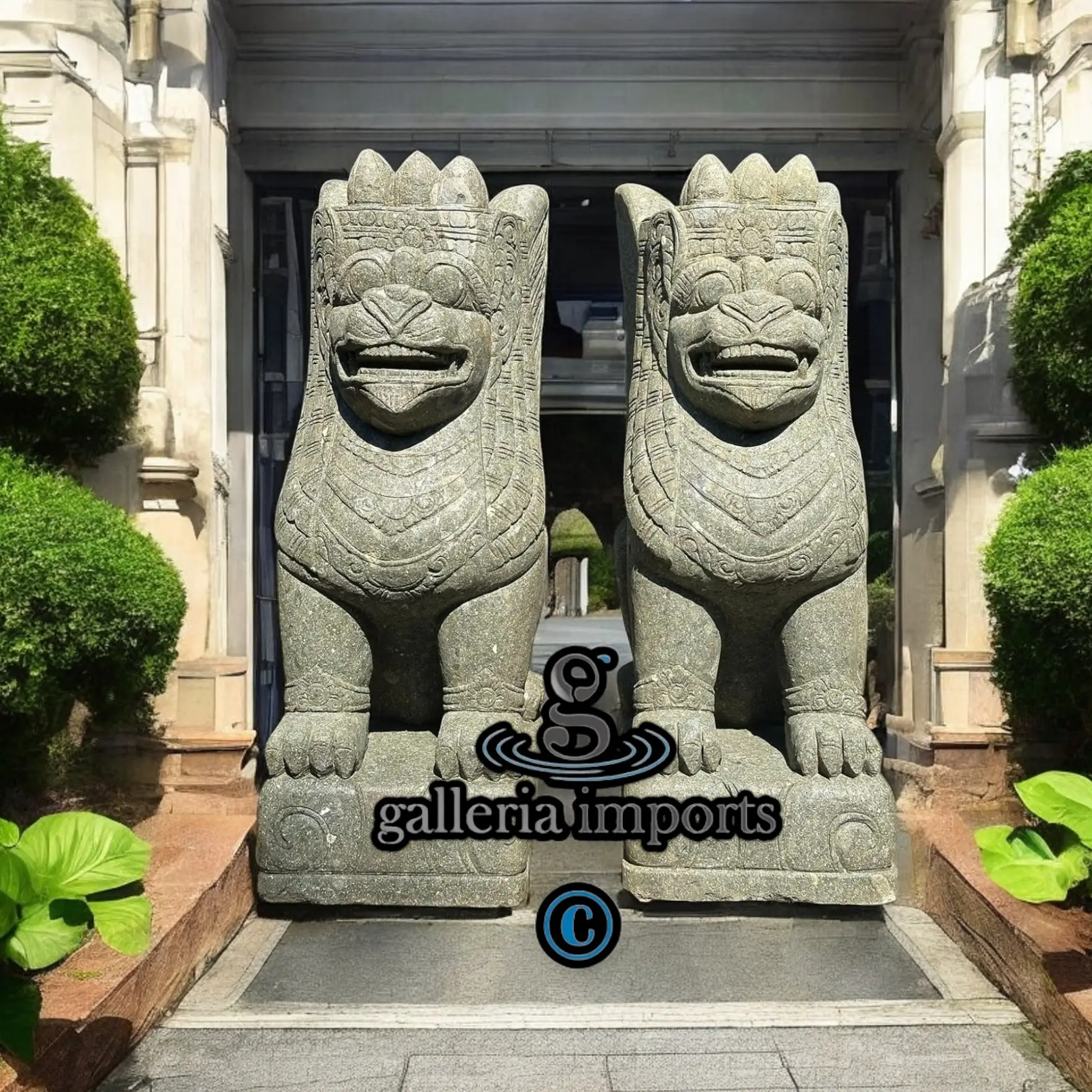 Bali Lion Pair Green Stone