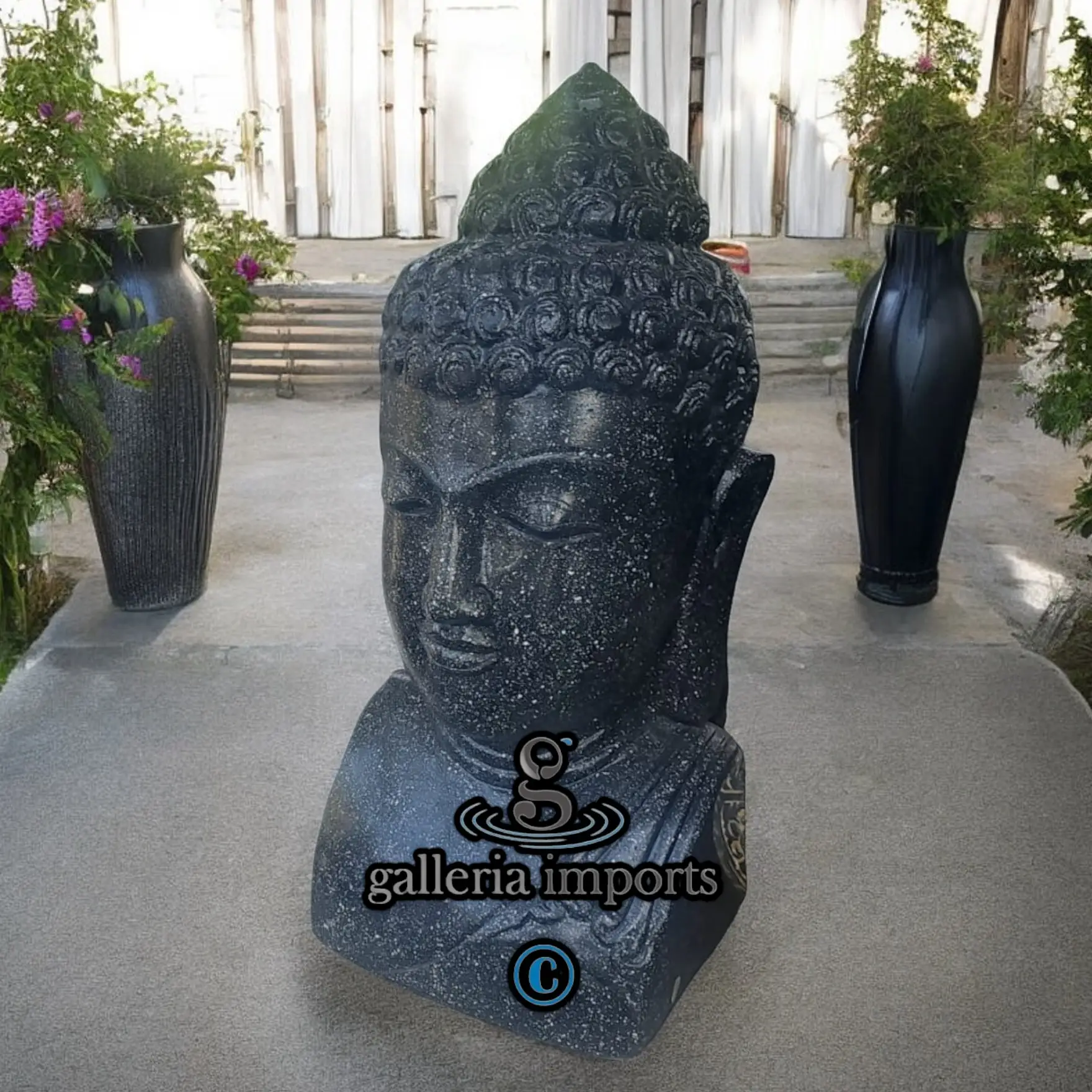 Black Buddha Head Terazzo 100cm | 39" H