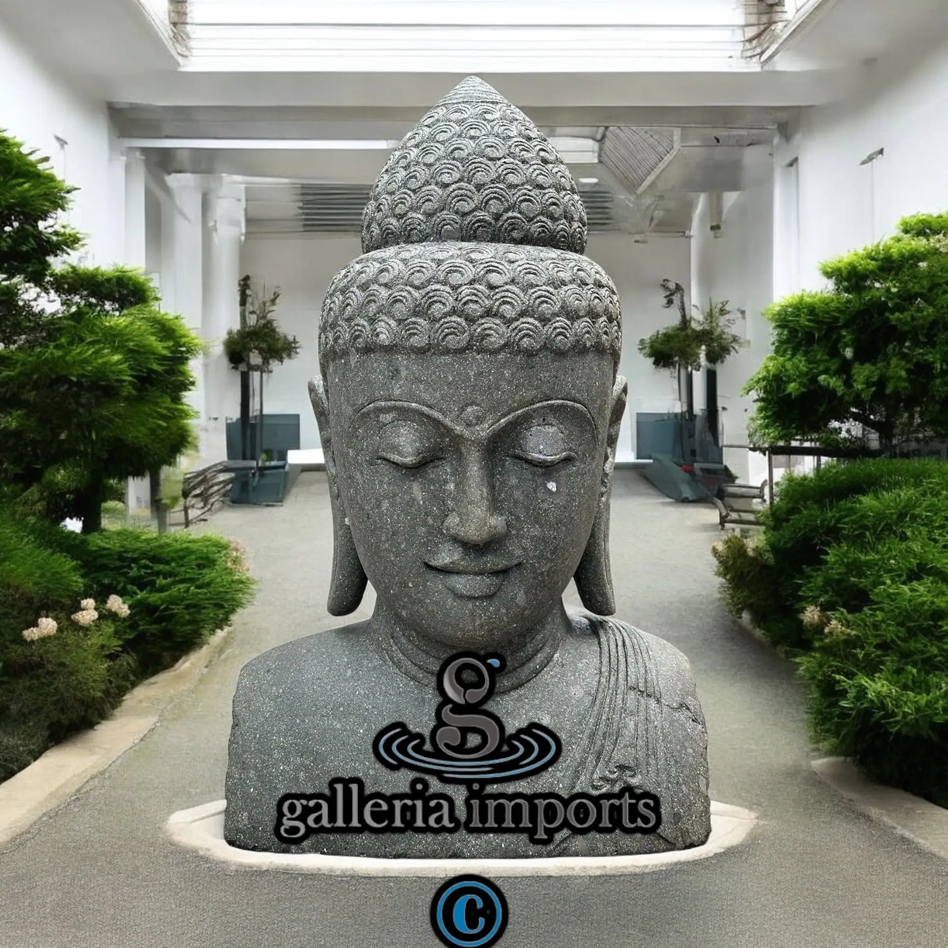 Buddha Head Green Stone 100cm | 39" H Model 1