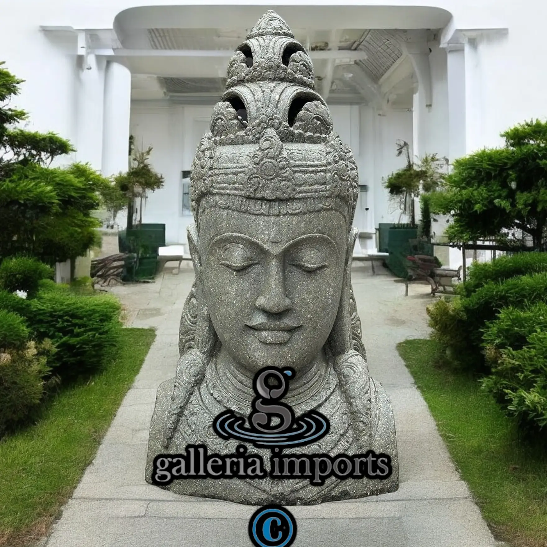 Dewi Head Green Stone 100cm | 39" H Model 1