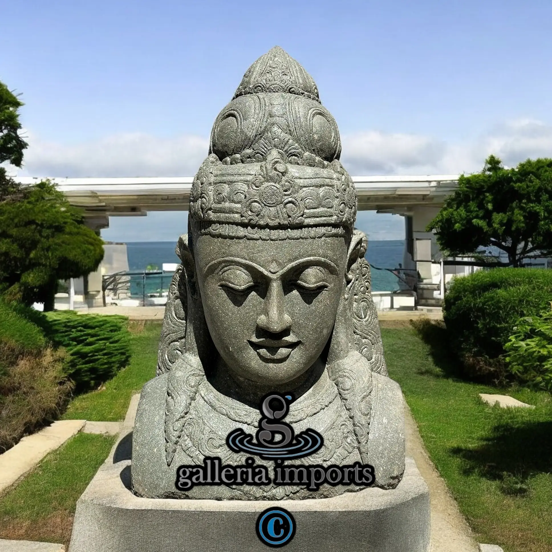 Dewi Head Green Stone 100cm | 39" H Model 2