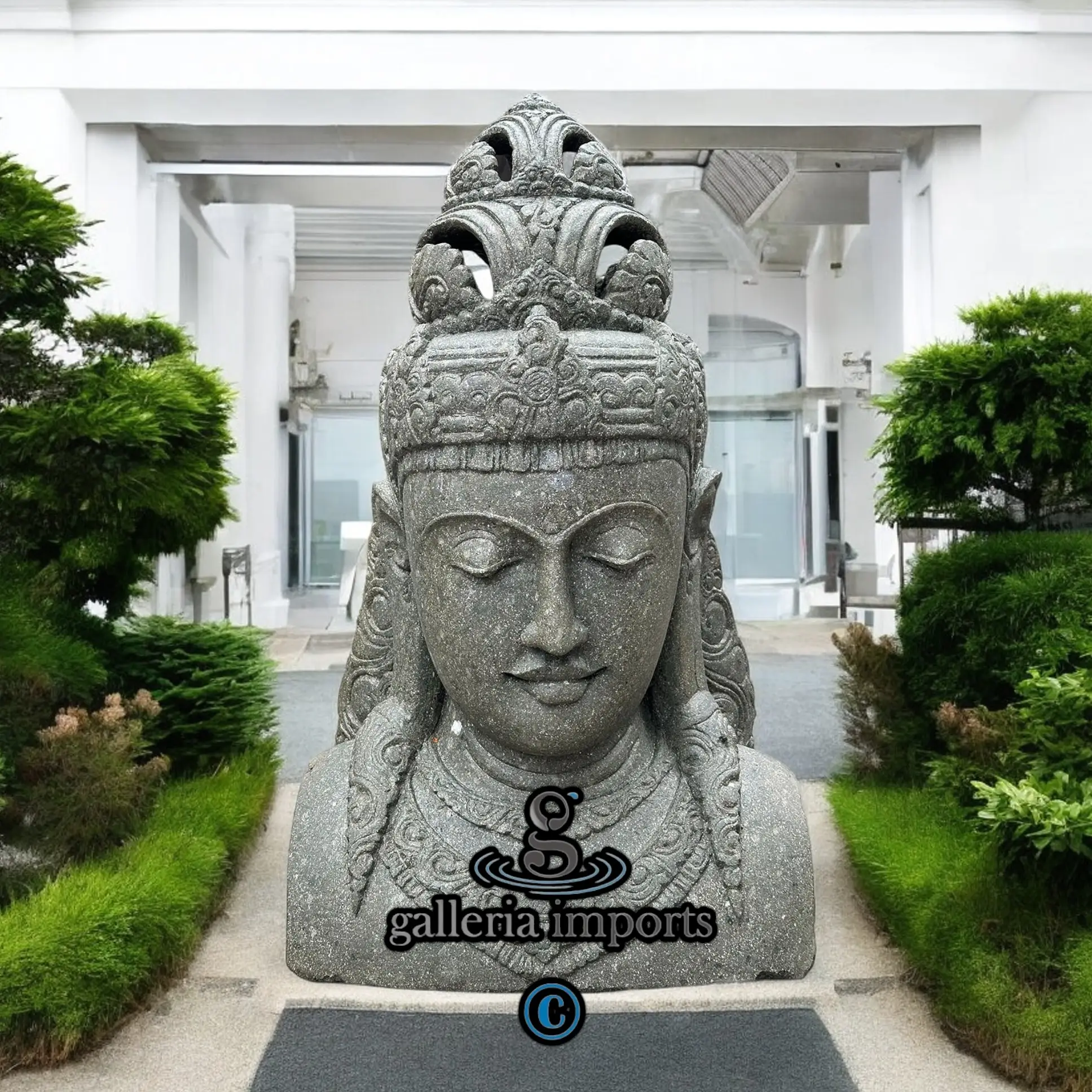Dewi Head Green Stone 100cm | 39" H Model 4