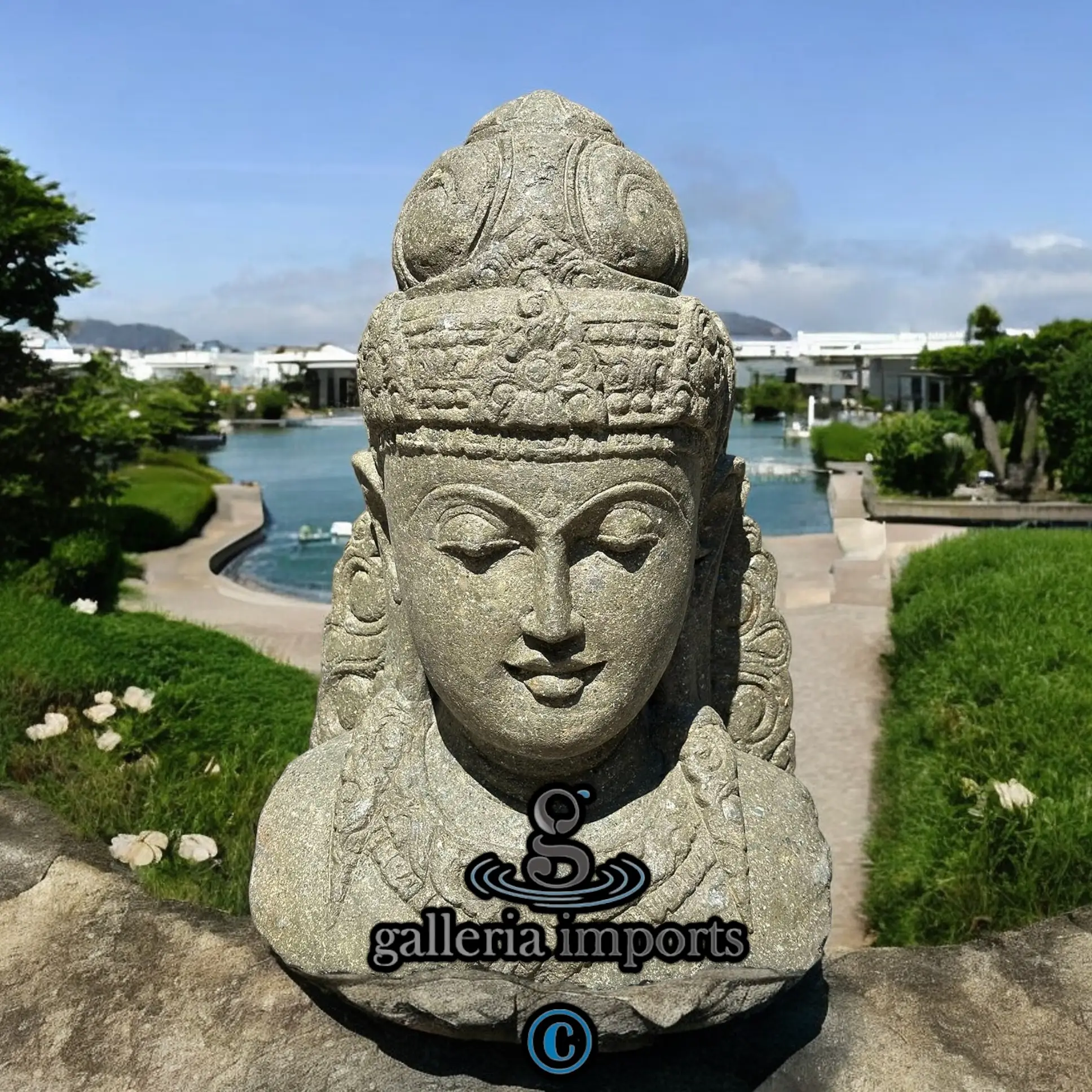 Dewi Head Green Stone 60cm | 24" H Model 1