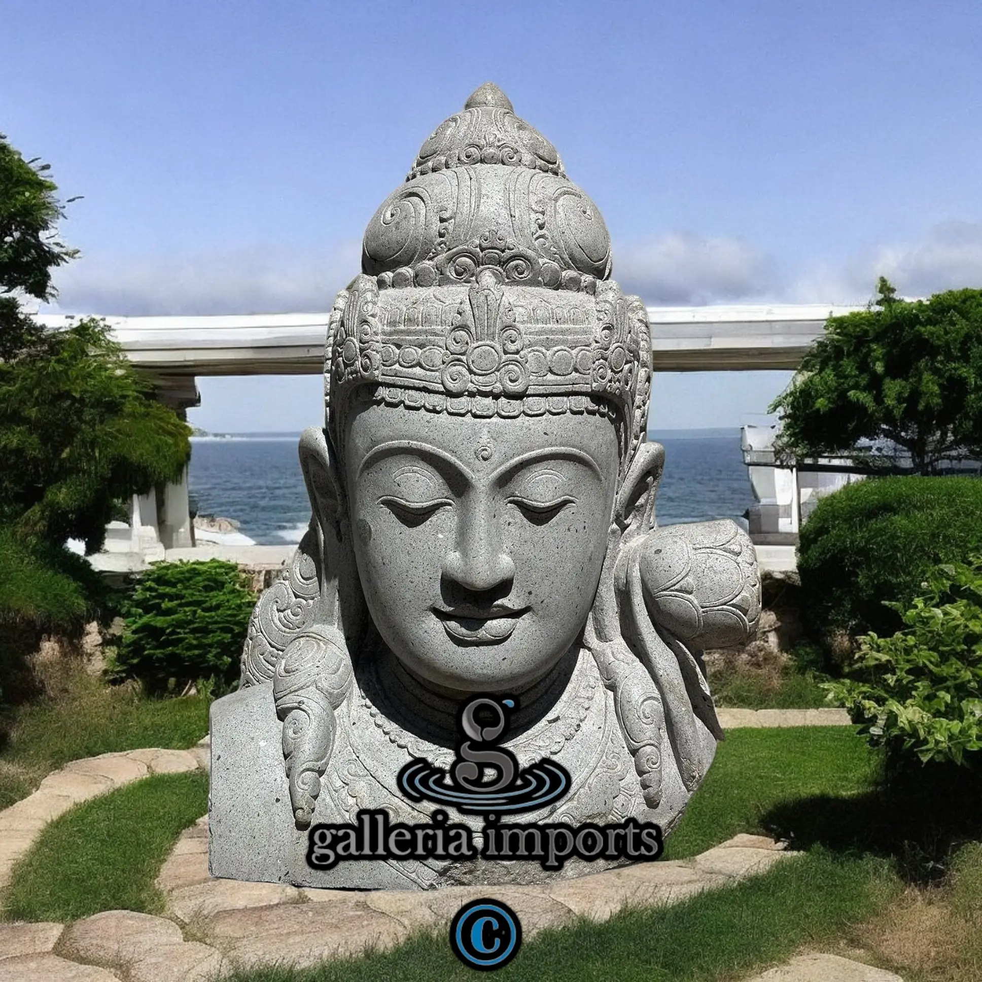Dewi Tara Head Vulcanic Stone 100cm | 39" H