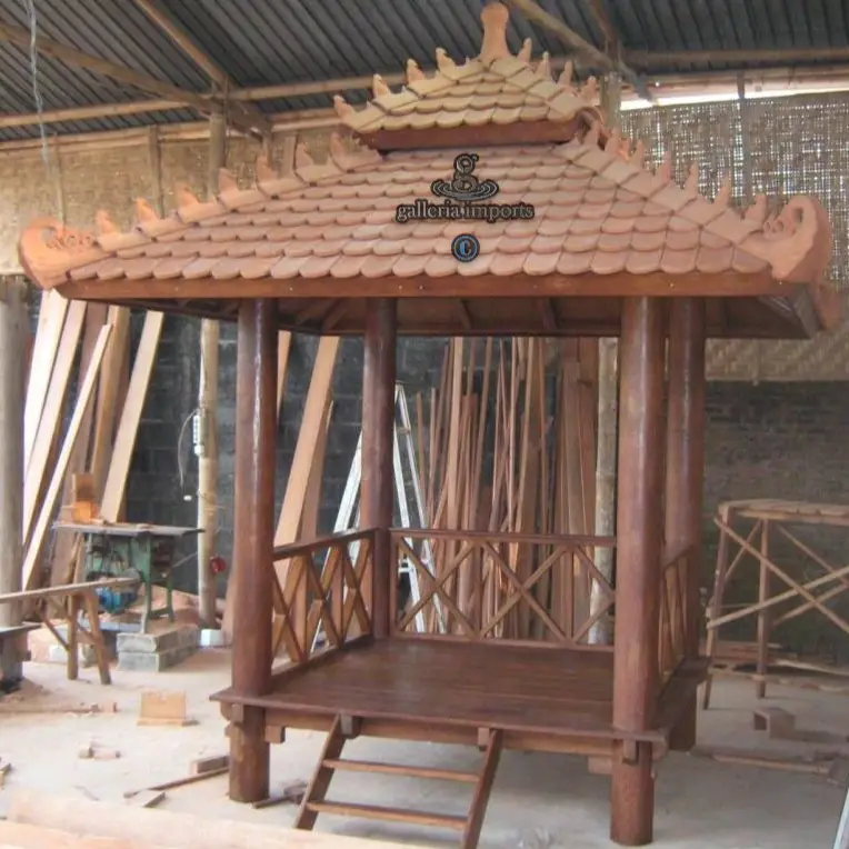 Gazebo Bengkirai Wood Double Roof 3 X 3 Meters