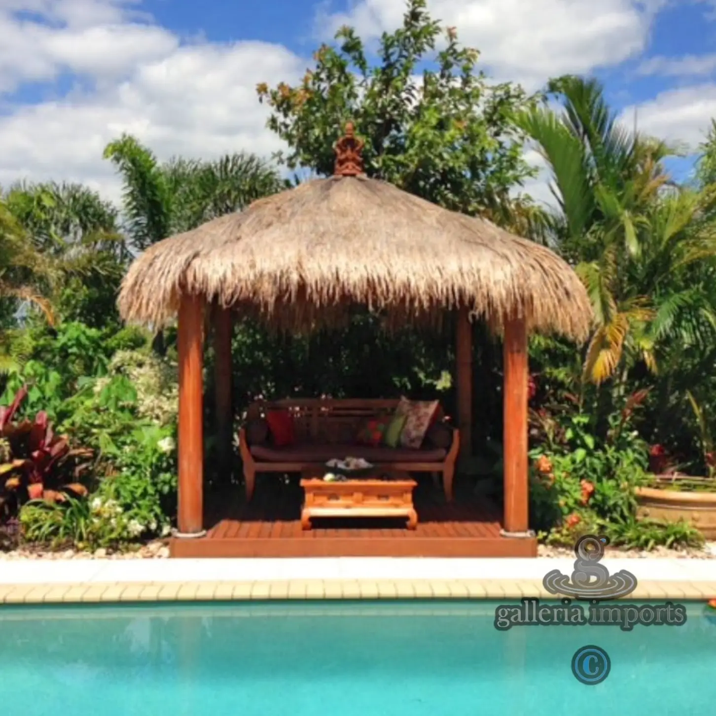 Gazebo Style Teak Wood With Java Thatching Roof 3x3 Meters