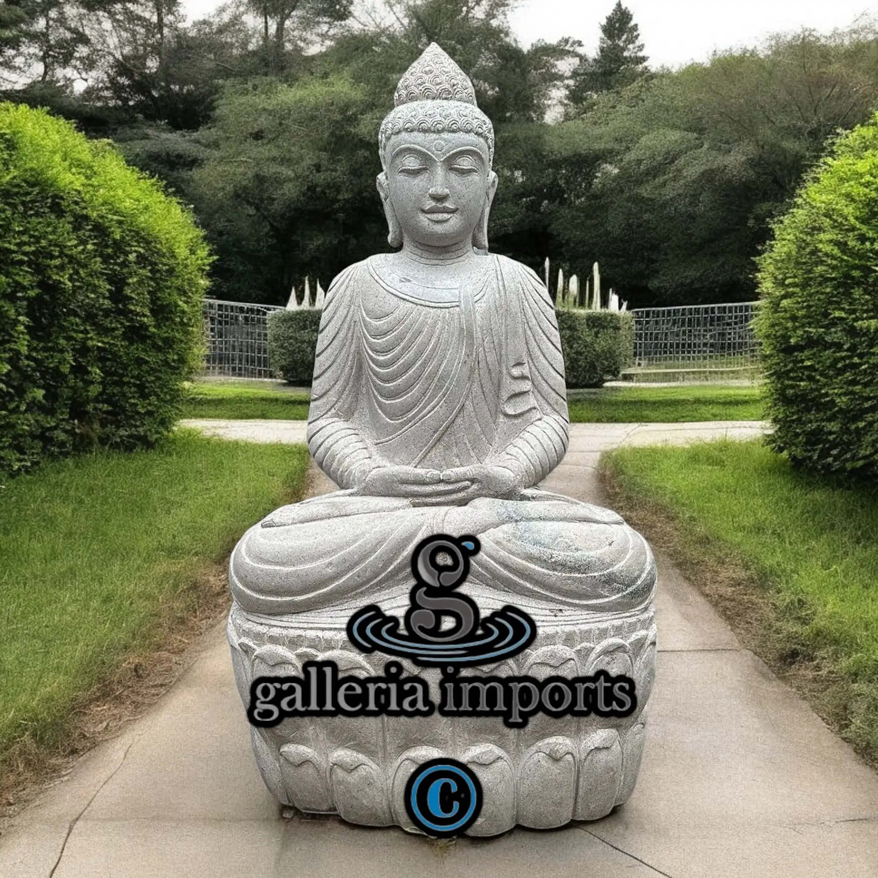 Sitting Buddha Vulcanic Stone 102cm | 40" H