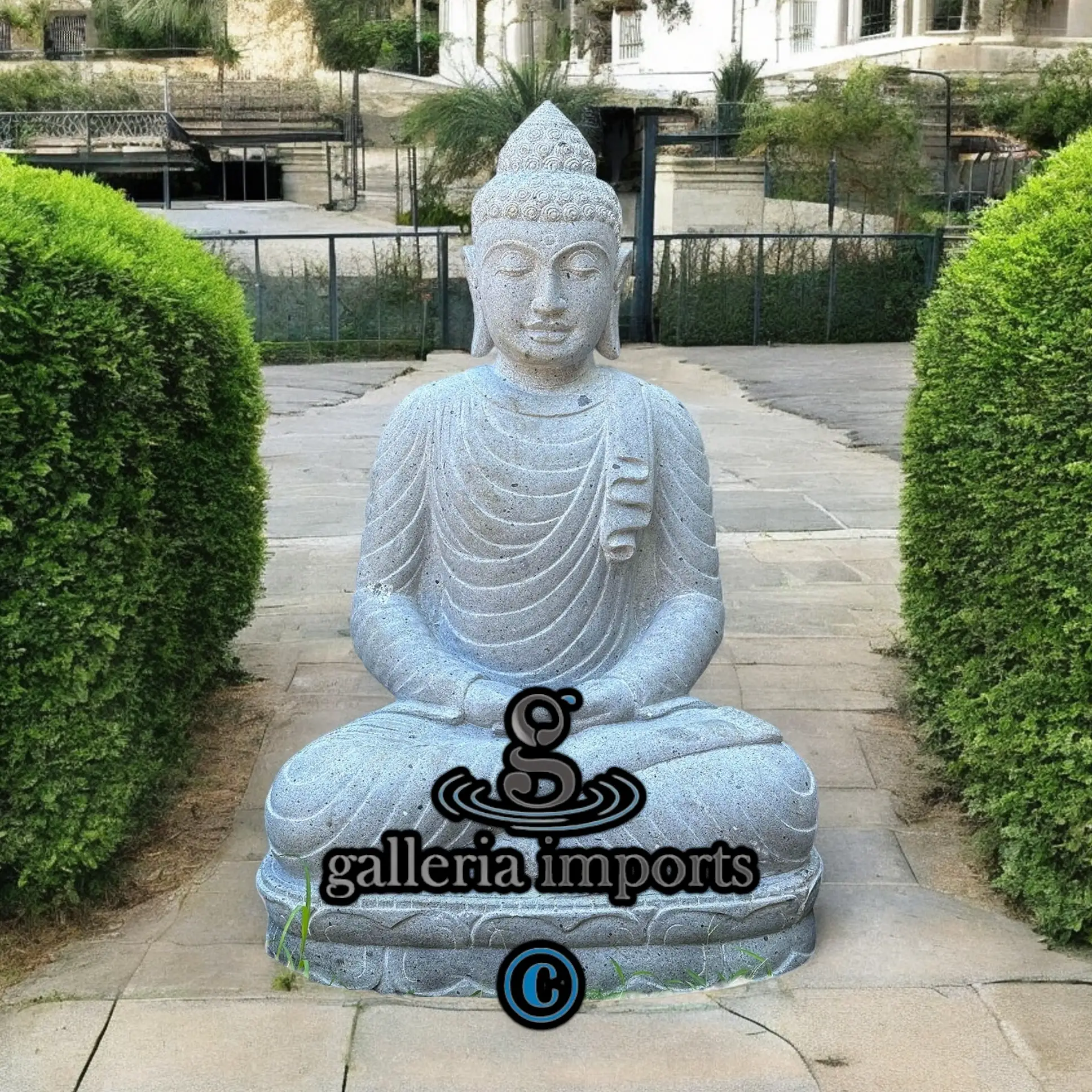 Sitting Buddha Vulcanic Stone 90cm | 35" H Model 2