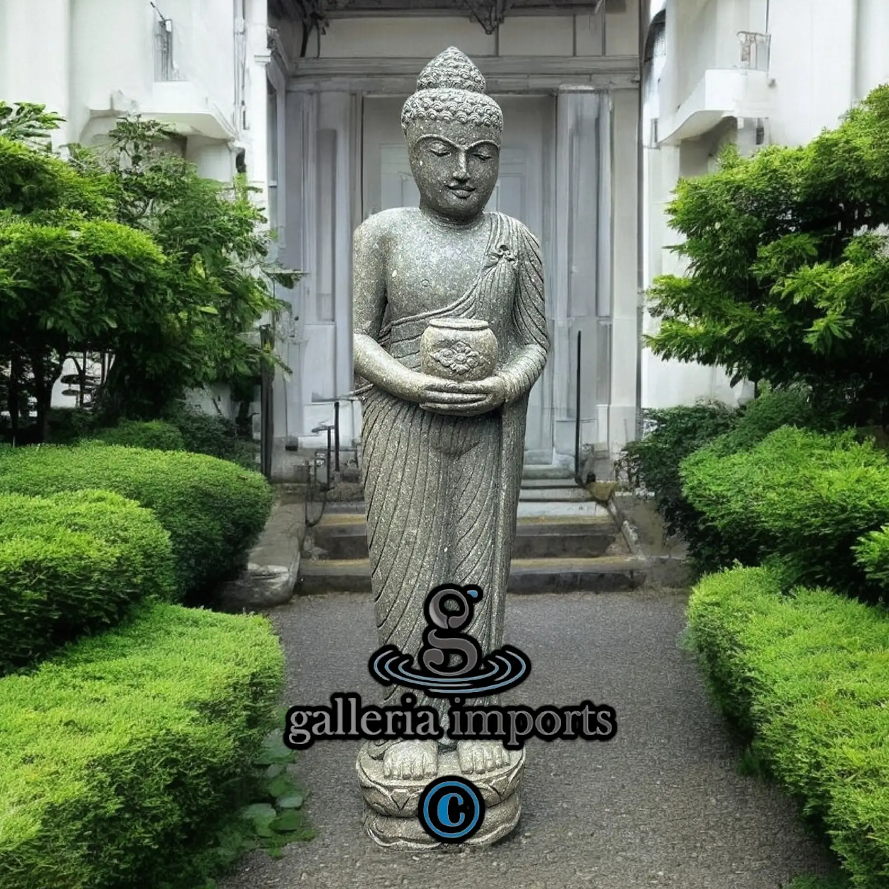 Standing Buddha Green Stone Statue 150cm | 59" H Model 1