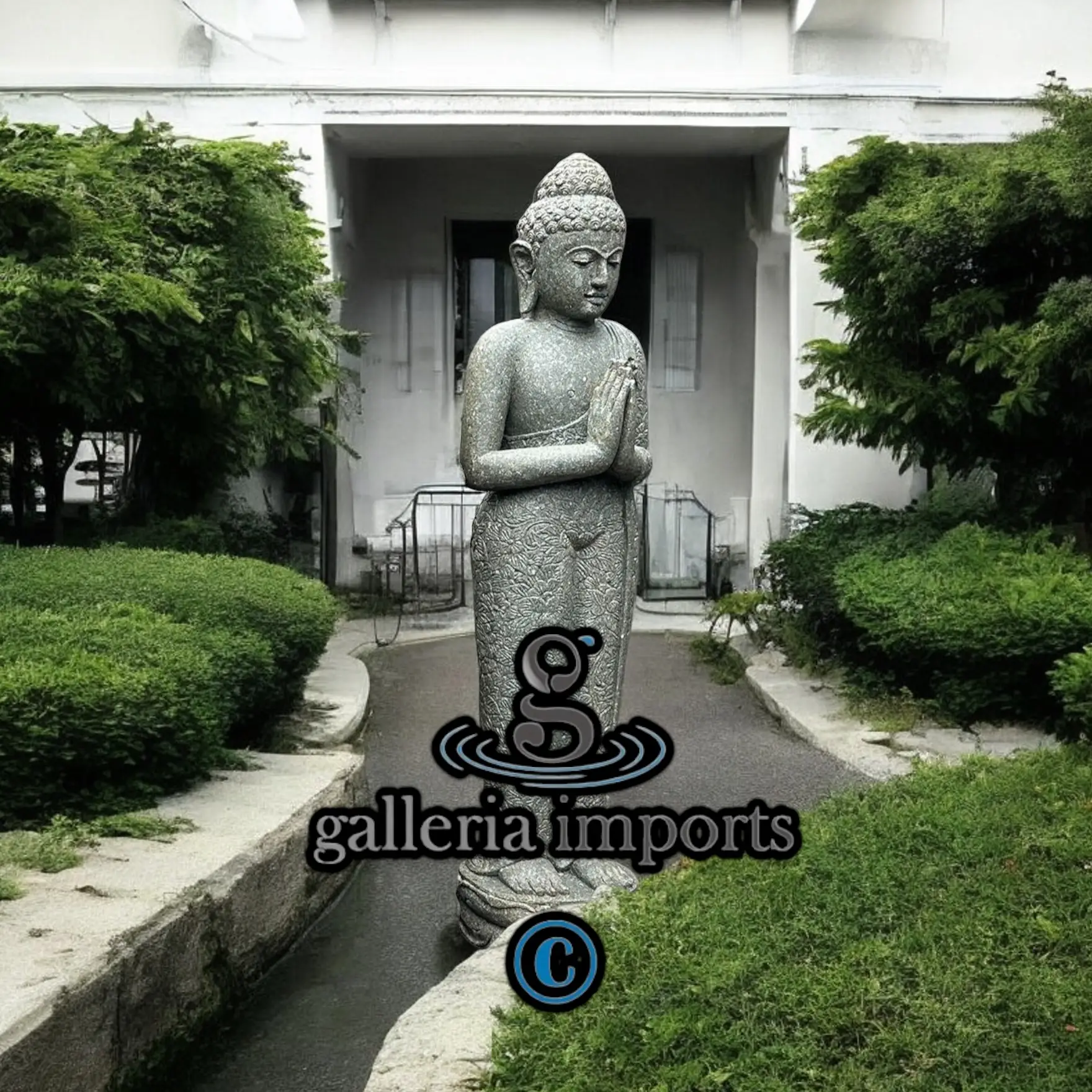 Standing Buddha Green Stone Statue 150cm | 59" H Model 4