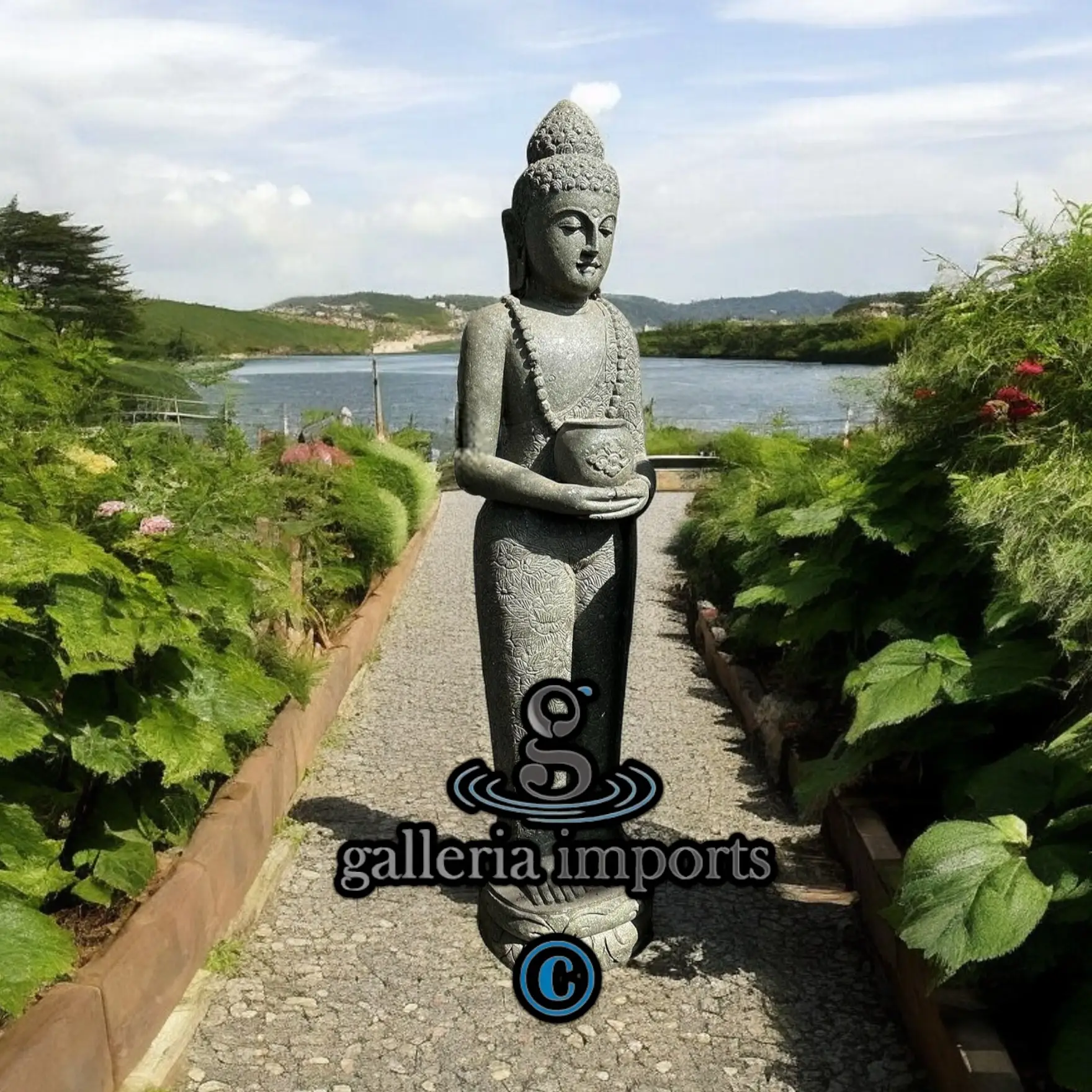 Standing Buddha Green Stone Statue 200cm | 79" H Model 2