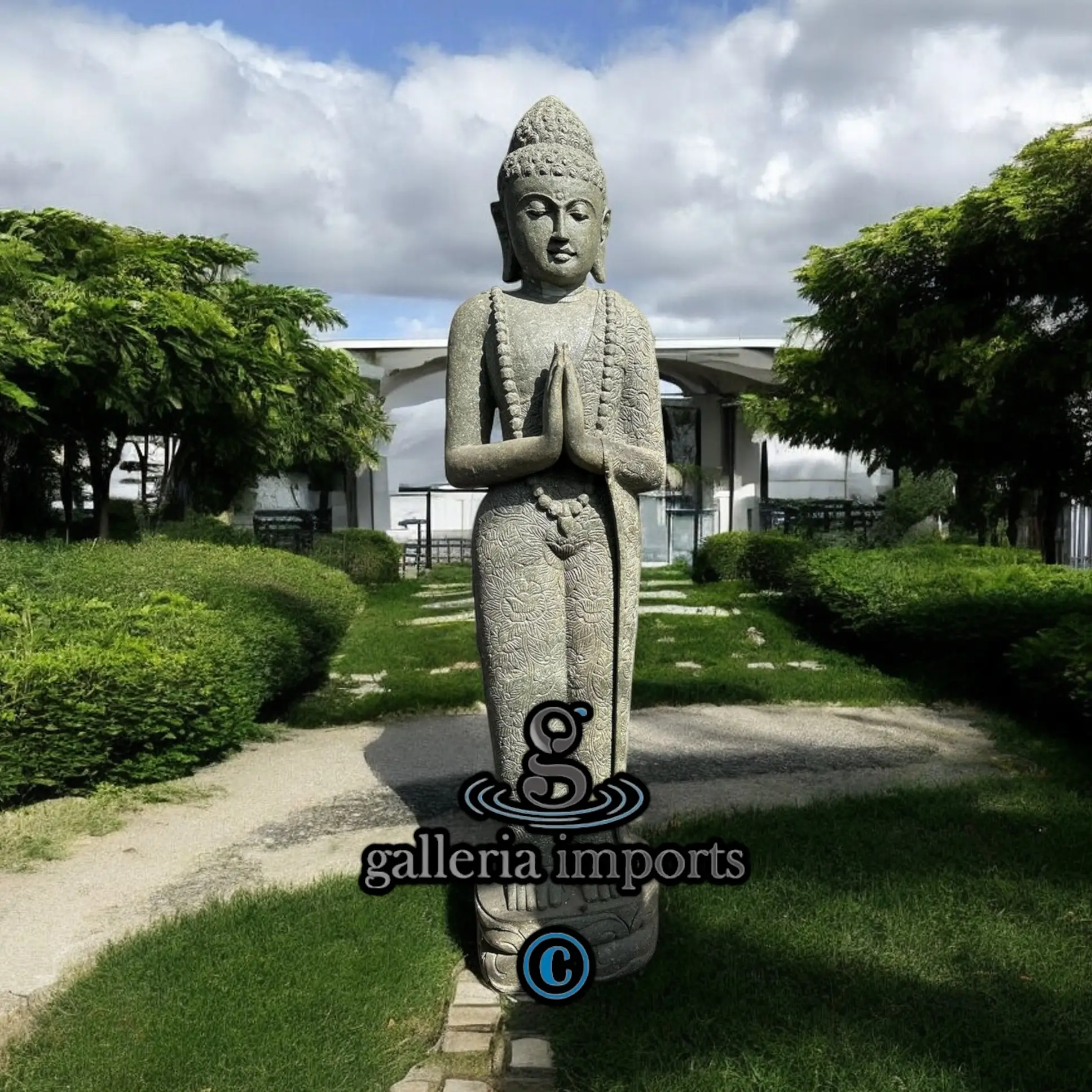 Standing Buddha Green Stone Statue 200cm | 79" H Model 1